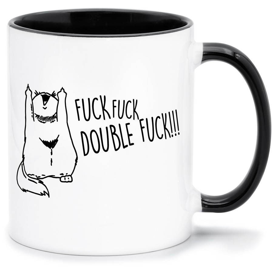 FUCK FUCK DOUBLE FUCK Küche & Wohnen Tassen, T-Shirts mit Katzen und Hundemotiven