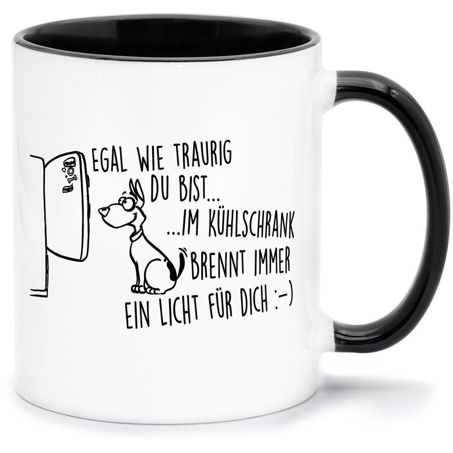 EGAL WIE TRAURIG DU BIST Küche & Wohnen Tassen, T-Shirts mit Katzen und Hundemotiven