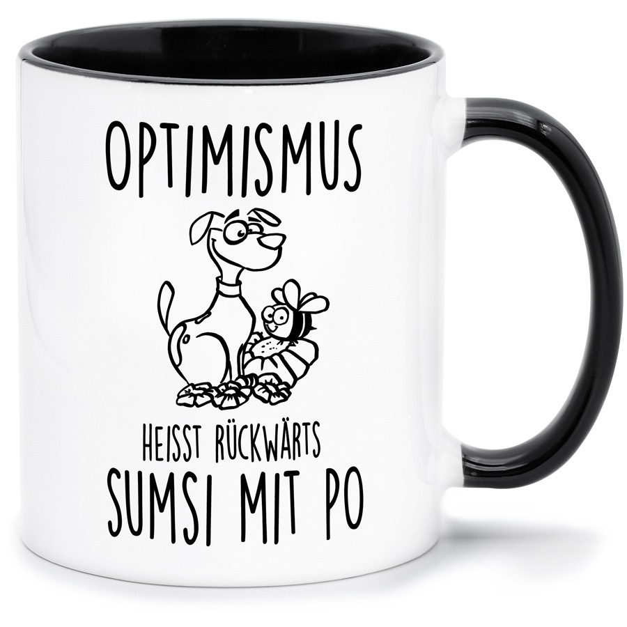 OPTIMISMUS SUMSI MIT PO Küche & Wohnen Tassen, T-Shirts mit Katzen und Hundemotiven