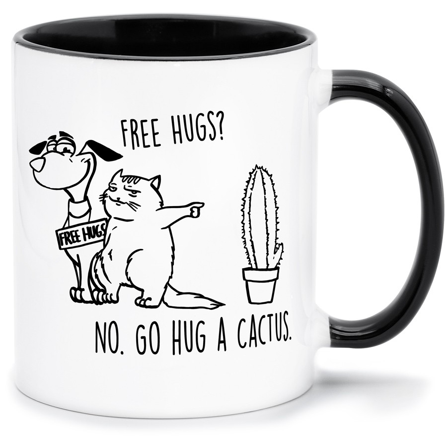 FREE HUGS Küche & Wohnen Tassen, T-Shirts mit Katzen und Hundemotiven
