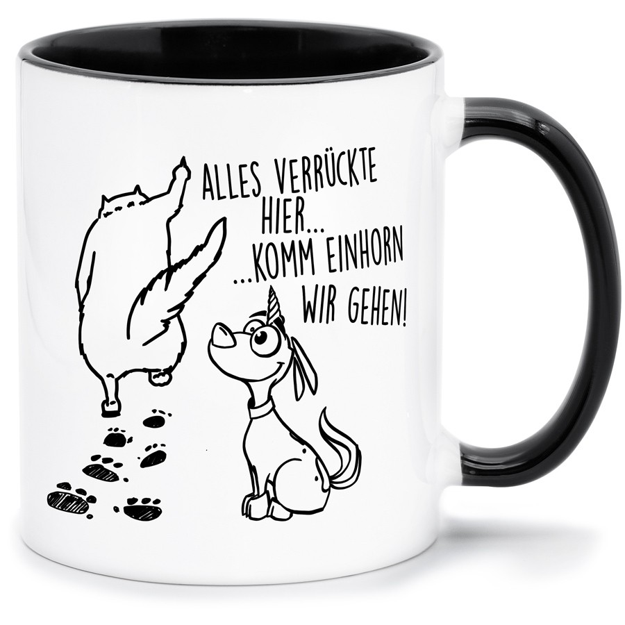 ALLES VERRÜCKTE HIER Küche & Wohnen Tassen, T-Shirts mit Katzen und Hundemotiven